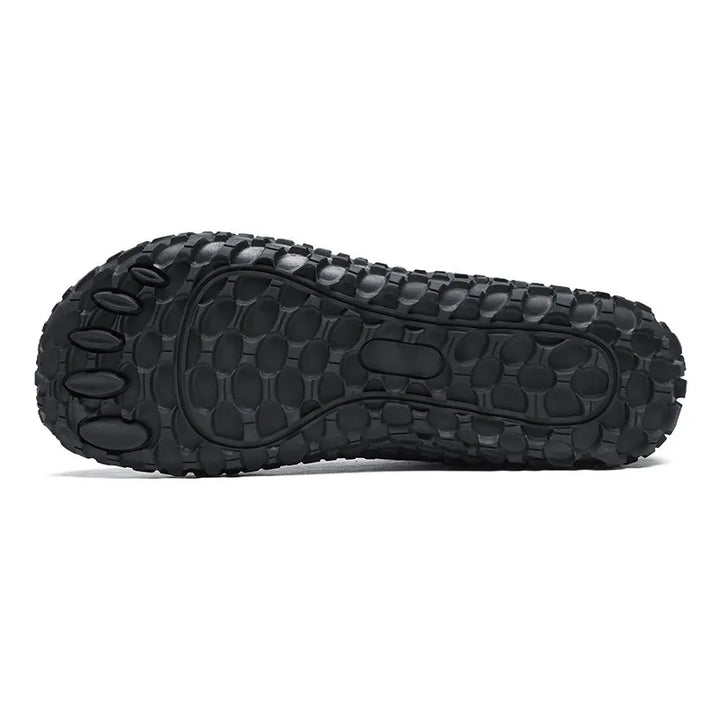Barefoot walking trainers, flexible and wide toe, perfect for active wear and trail exploration.