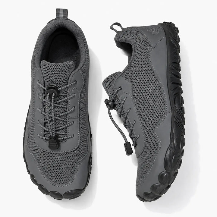 Barefoot outdoor trainers, wide toe box, durable, natural comfort for walking & trail exploration.