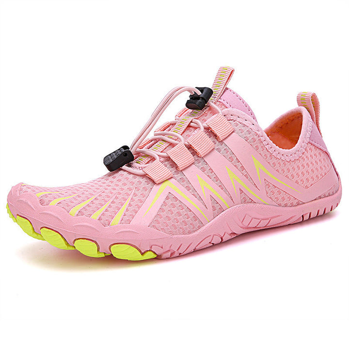 Wide toe box barefoot shoes, promoting natural toe splay and movement, suitable for unisex wear.