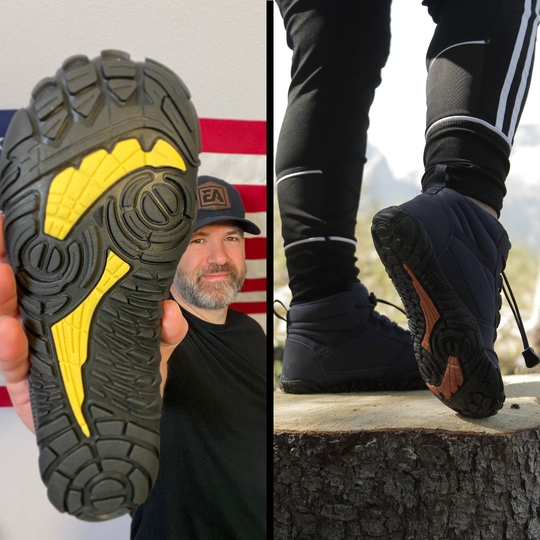 Natural feel barefoot shoes with a wide toe box, promoting foot health and active, comfortable wear.