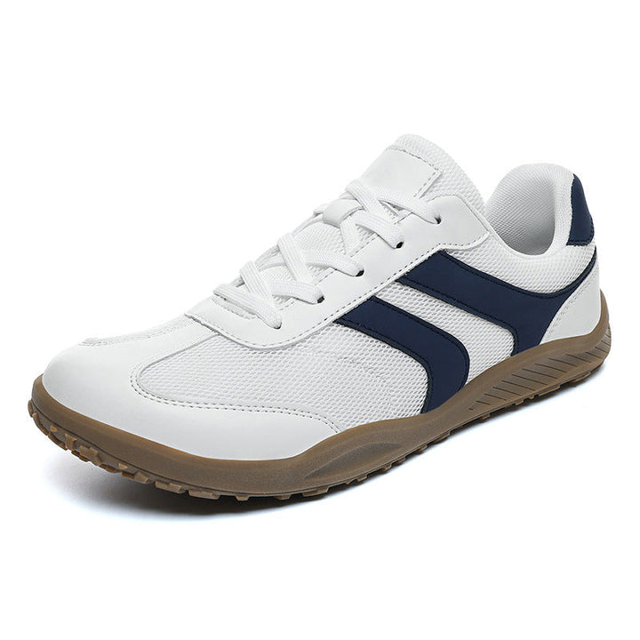 Unisex walking shoes: wide toe box, non-slip sole, and flexible minimalist design for comfort and health.
