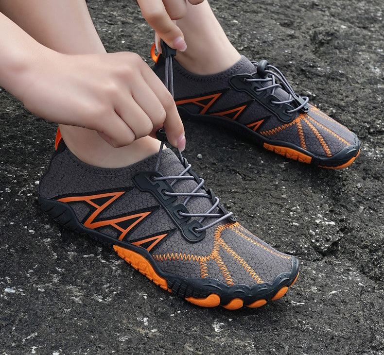 Slip-on unisex barefoot water shoes for easy wear during beach and aquatic sports activities.