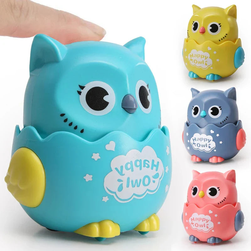 Unisex battery-free owl pull-back toy car for kids, eco-friendly children's gift