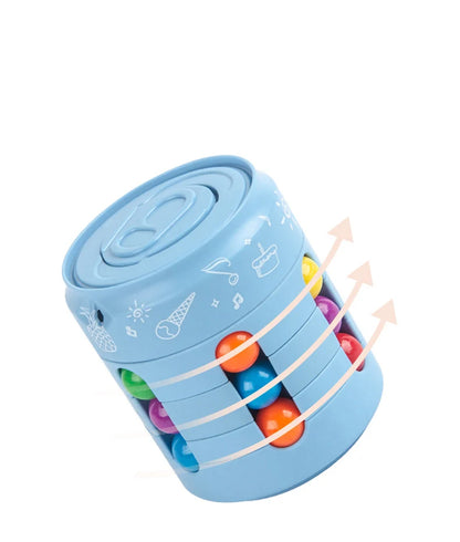 Close-up of a spinning fidget cube game, a unisex puzzle for focus aid.