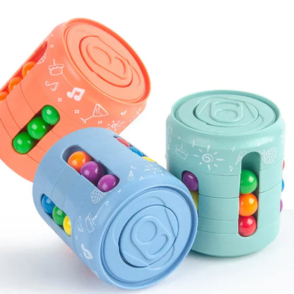 Unisex spinning fidget cube, a compact stress relief game for all ages.