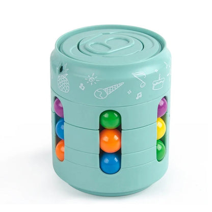 Spinning fidget cube activity toy, designed for portable stress and anxiety relief.