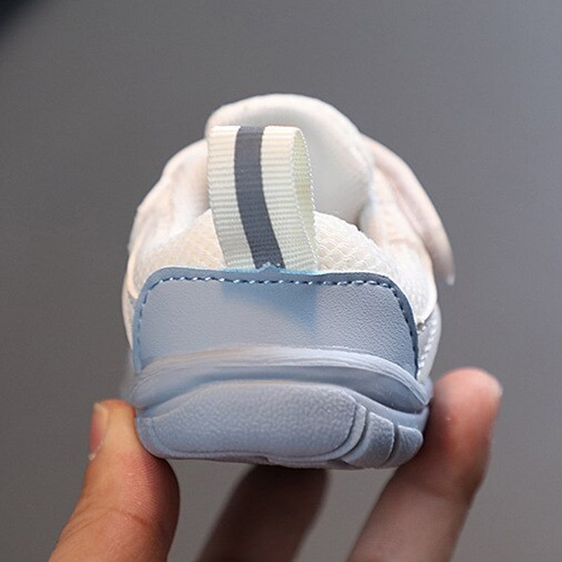Unisex blue toddler sneakers, barefoot design with a flexible non-slip sole