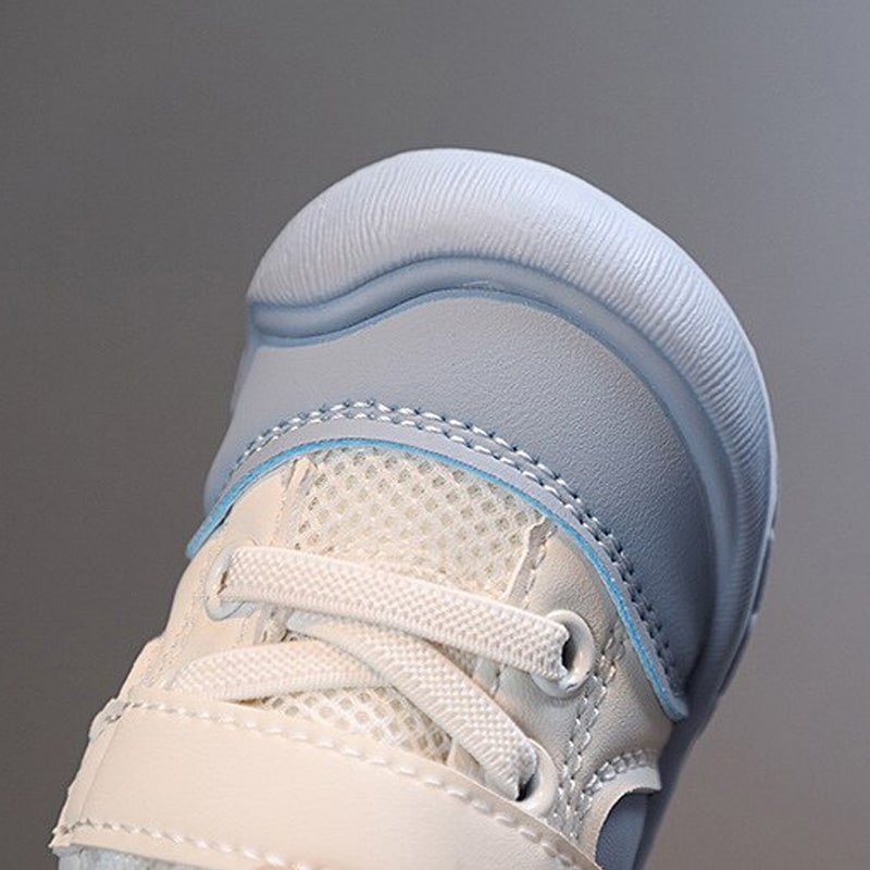 Toddler's blue barefoot first walker sneakers, breathable and flexible
