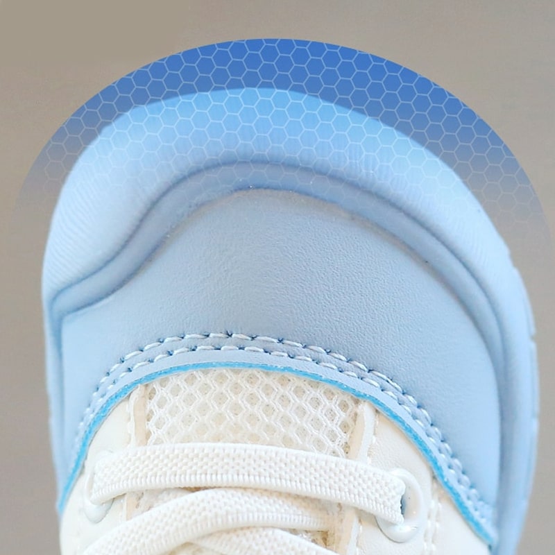 Infant blue first walker sneakers, lightweight and breathable for toddlers