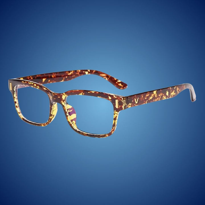 Blue light blocking computer glasses for digital eye strain relief, UV protection, & anti-glare.