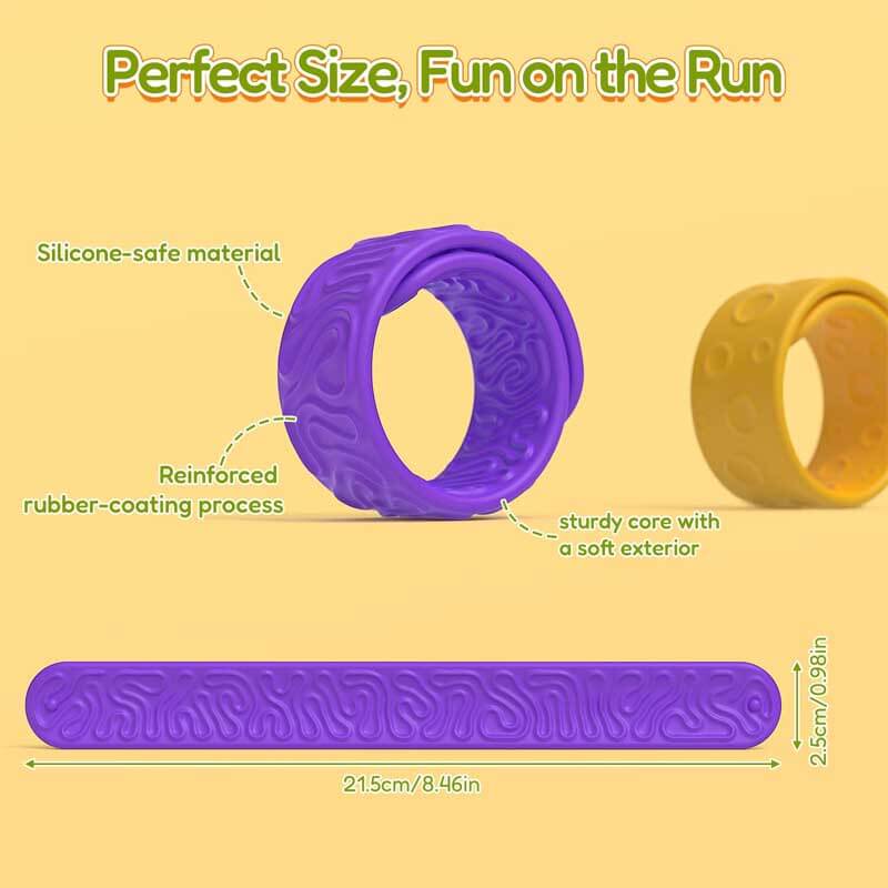 Set of colorful sensory slap bracelets, unisex fidget toys for anxiety and autism in silicone material