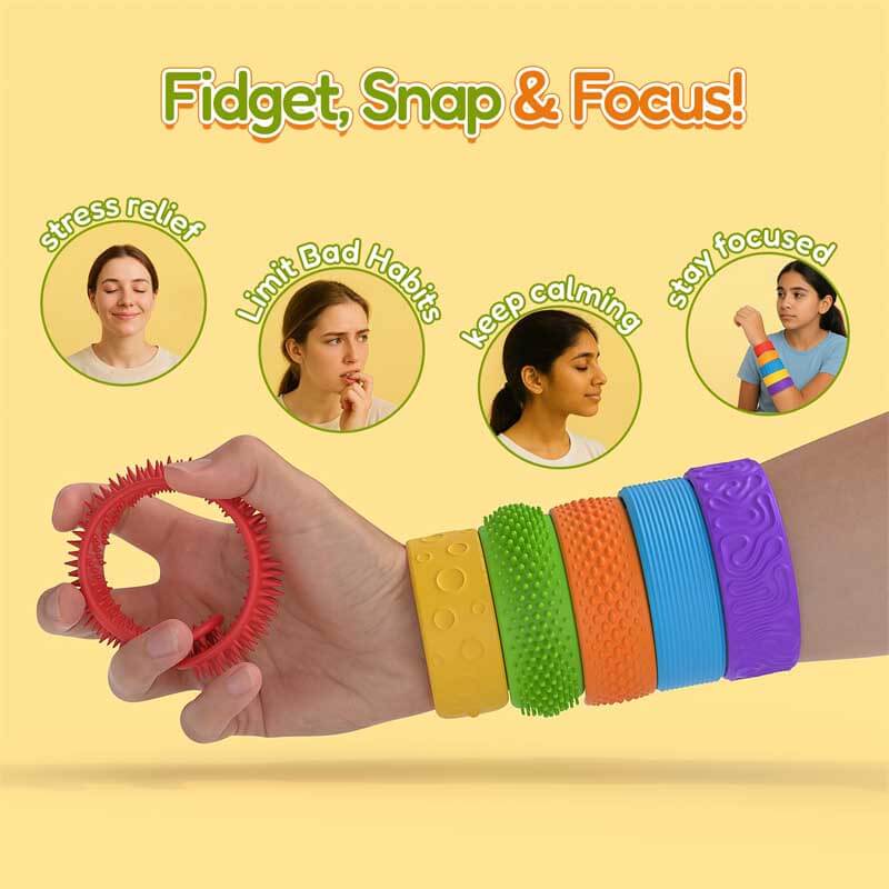 Assorted sensory slap bracelets, unisex fidget toys made of silicone, ideal for party favors and anxiety relief