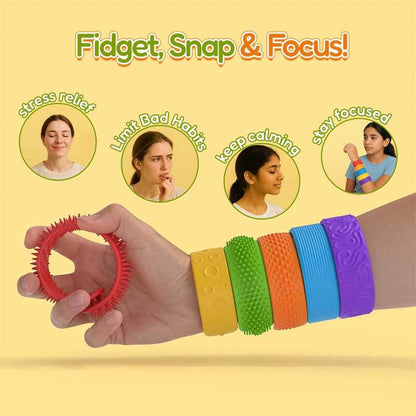 Assorted sensory slap bracelets, unisex fidget toys made of silicone, ideal for party favors and anxiety relief
