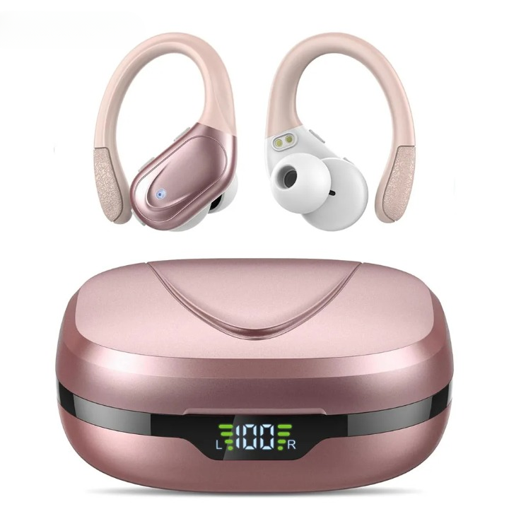 Waterproof wireless sport earbuds, Bluetooth 5.3, perfect for gym & running. Long 75H battery life.