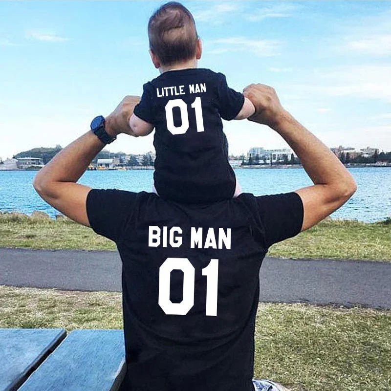 Child model wearing the 'Mini Boss' T-shirt, playing outdoors, perfect for summer family fun