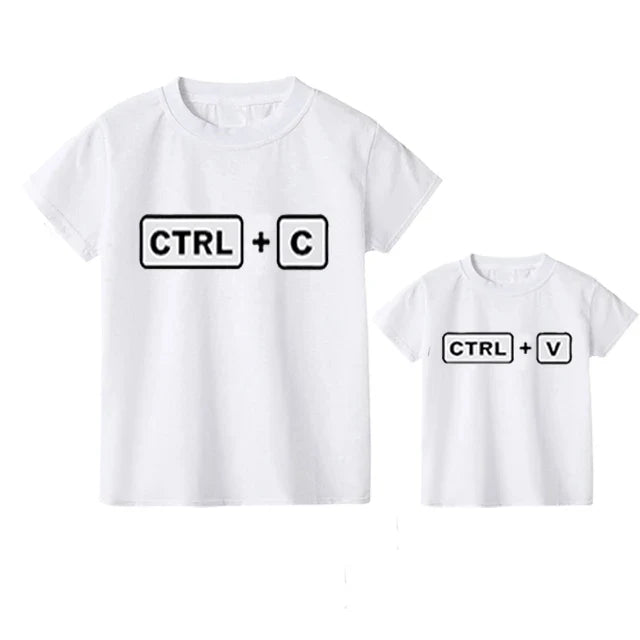 Set of two black cotton t-shirts, 'Boss Man' adult and 'Mini Boss' child, family matching casual outfit