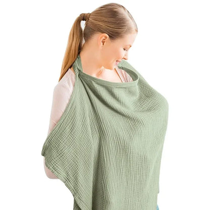 Discreet nursing cover apron, adjustable for a secure fit, essential for comfortable breastfeeding