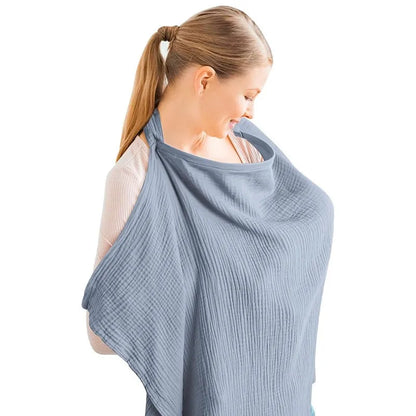 Breathable nursing cover, unisex design, allows airflow for both mom and baby during feeding