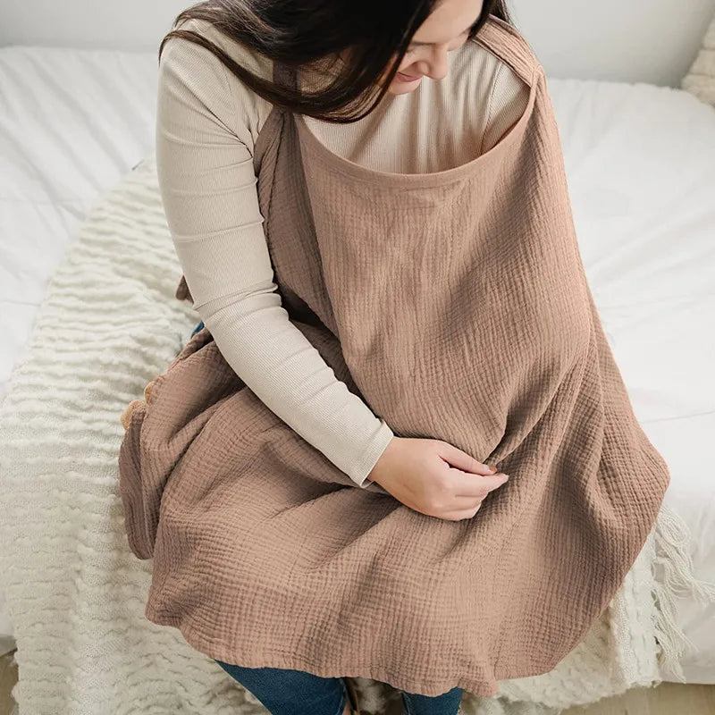 Discreet feeding apron, breathable cotton gauze, adjustable for a perfect fit for new moms
