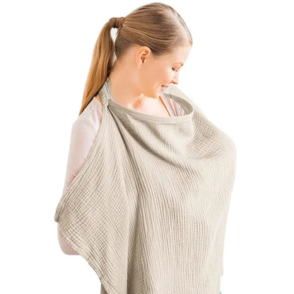 Breathable cotton nursing cover for discreet feeding, adjustable strap for all body types