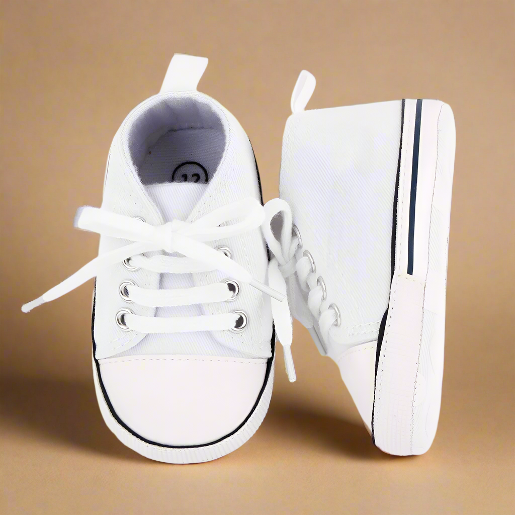 Toddler sneakers, grey & white, breathable for active little feet learning to walk