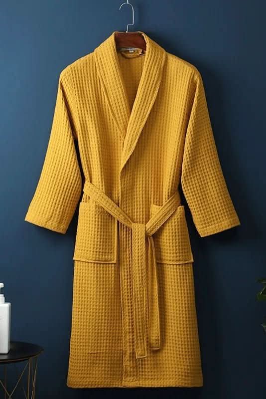 Lightweight, breathable waffle bathrobe, an all-season loungewear essential for ultimate comfort.