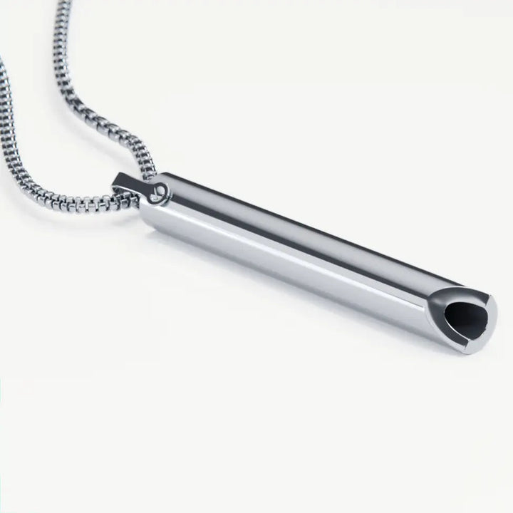 Elegant unisex breathing pendant. Helps with stress relief, quitting smoking, and mindful breathing.
