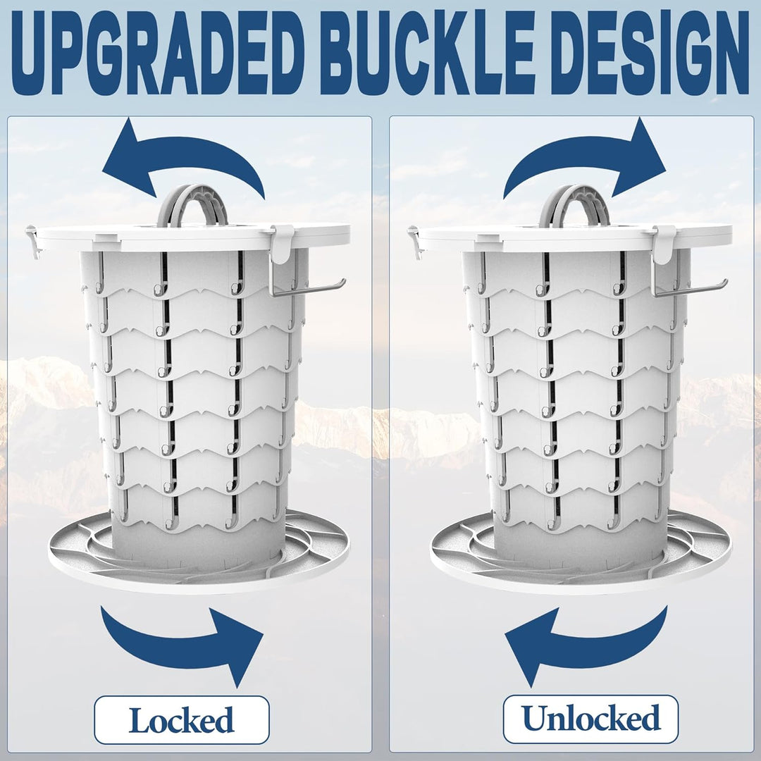 Lightweight CampMate portable toilet with adjustable height, perfect for hiking essentials.