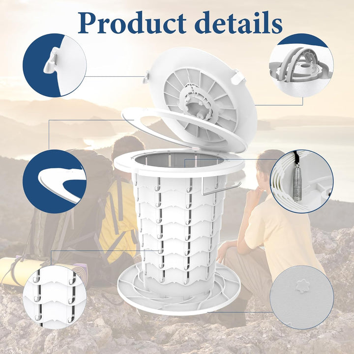 Road trip essential: Unisex portable toilet, adjustable height & foldable for convenience.