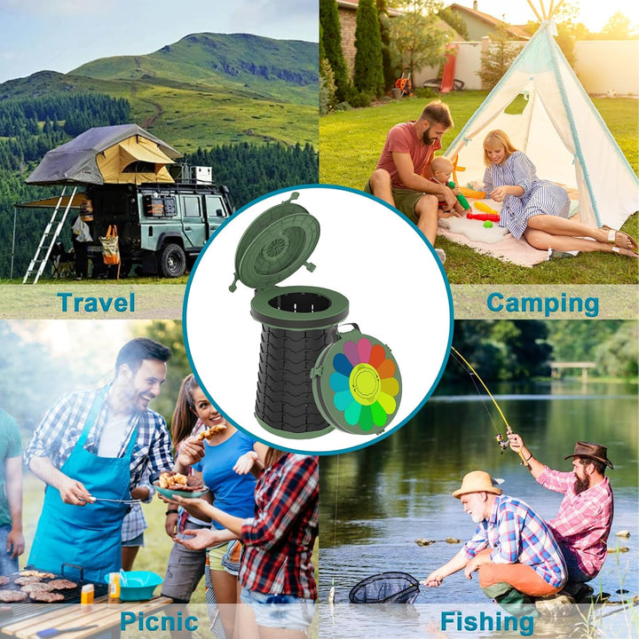 Emergency commode: Unisex portable toilet with adjustable height, foldable & compact design.