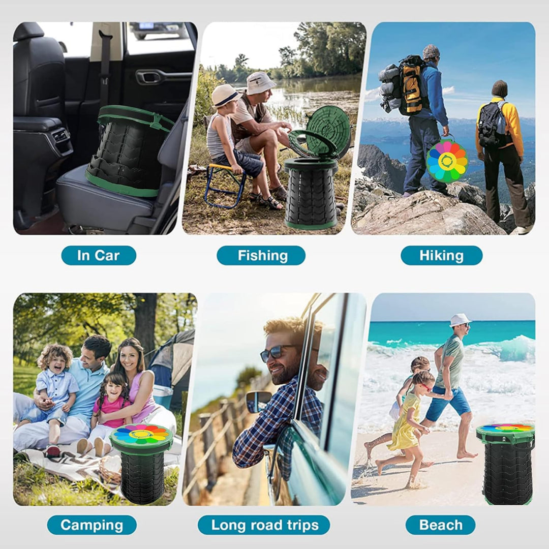 CampMate adjustable height portable toilet for easy outdoor restroom during camping & hiking.