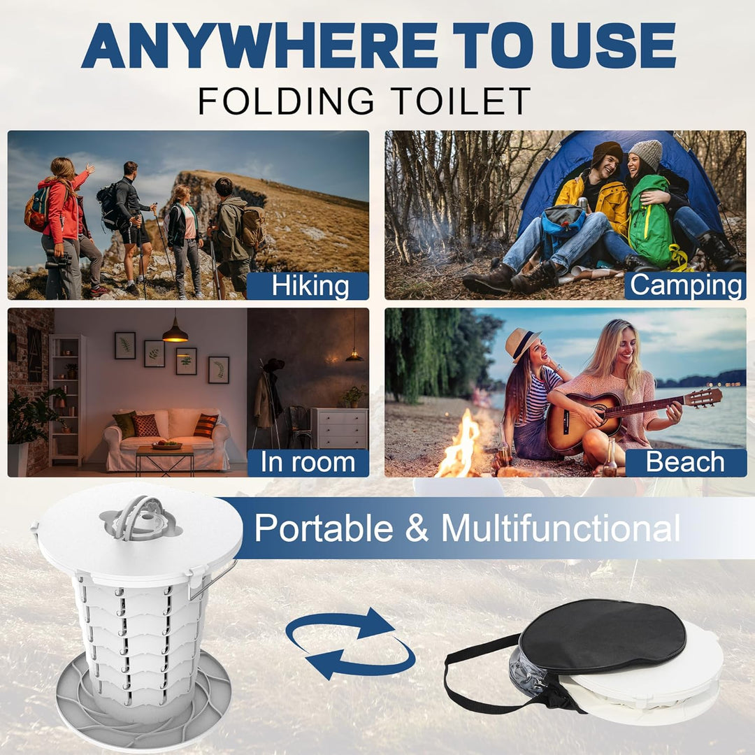 Unisex CampMate portable toilet for camping, hiking & road trips with adjustable height.