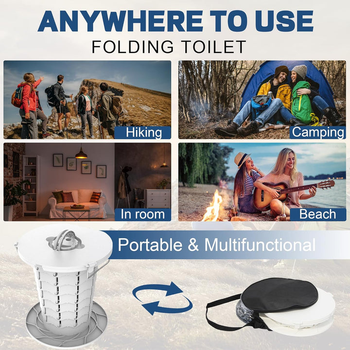 Unisex CampMate portable toilet for camping, hiking & road trips with adjustable height.