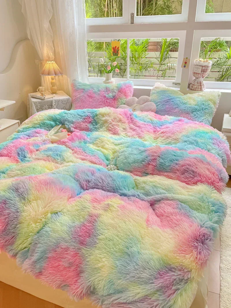 Comfortable and stylish candy-colored soft duvet cover, enhancing any bedroom's warmth and decor.