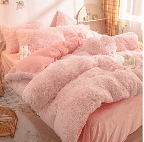 Stylish candy-colored duvet cover, a plush and soft home textile for modern bedroom decor.