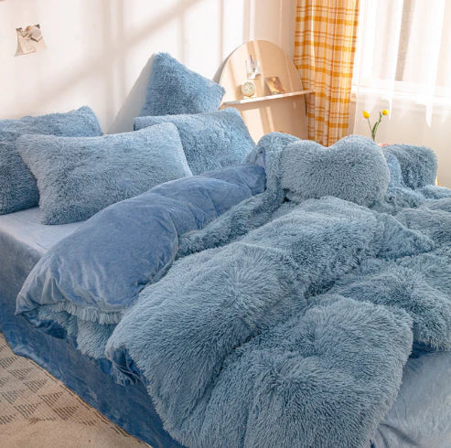 Long-haired velvet duvet cover in candy colors, providing ultimate soft bedding comfort.