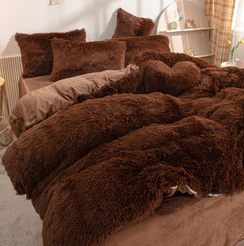 Eye-catching candy-colored soft duvet cover, a plush addition to cozy bedroom bedding.