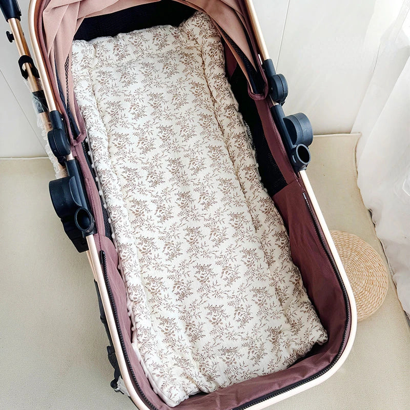 Set of cartoon baby stroller seat cushions in different patterns, soft cotton pads