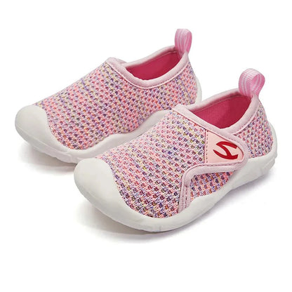A child running in soft, flexible toddler footwear, emphasizing movement and comfort.