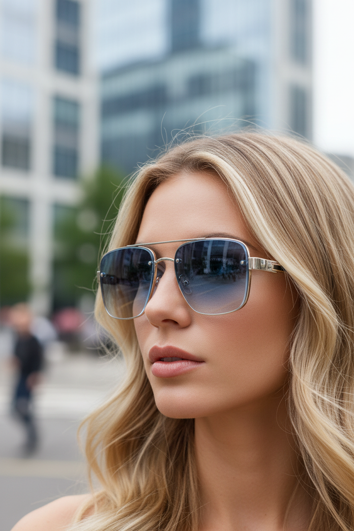 Unisex classic aviator sunglasses with UV400 protection and a sleek metal frame, perfect for daily wear.