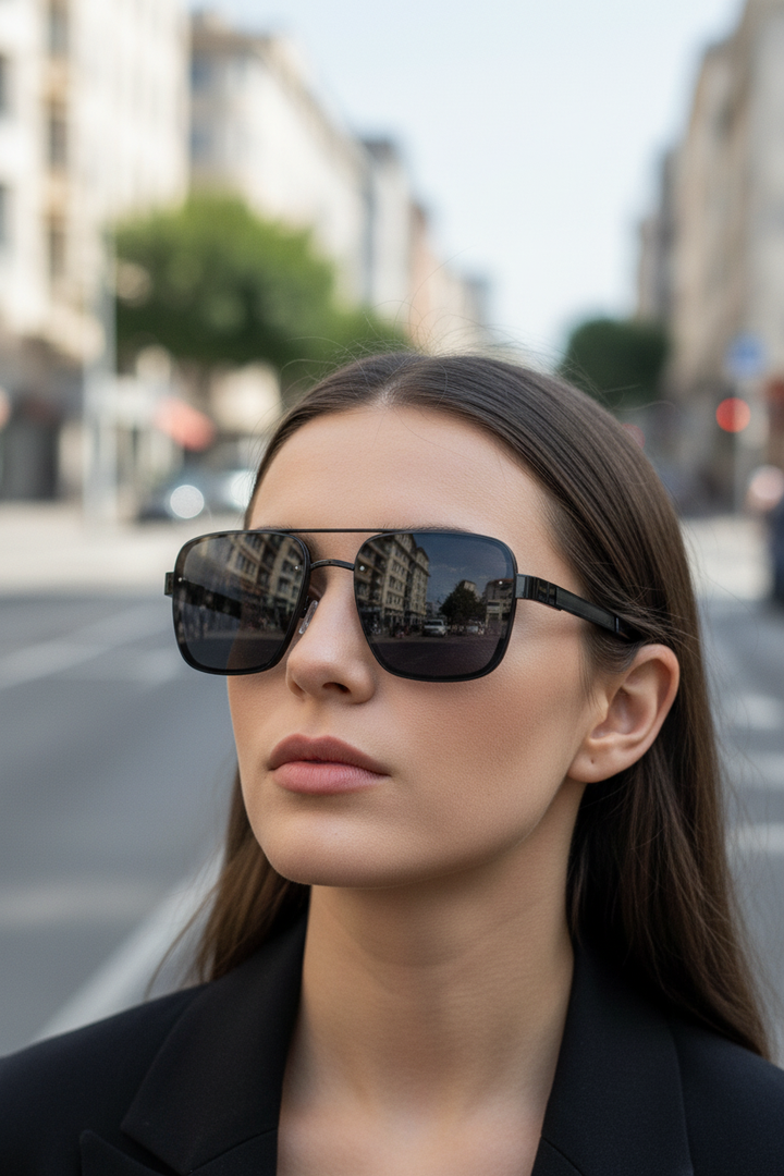 Elegant unisex aviator sunglasses with UV400 lenses, a sturdy metal frame, and a classic, fashionable look.
