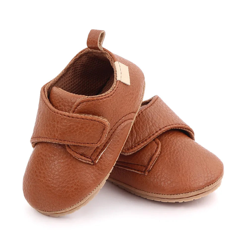 Unisex classic yellow leather baby anti-slip first walker shoes, vibrant color, quality
