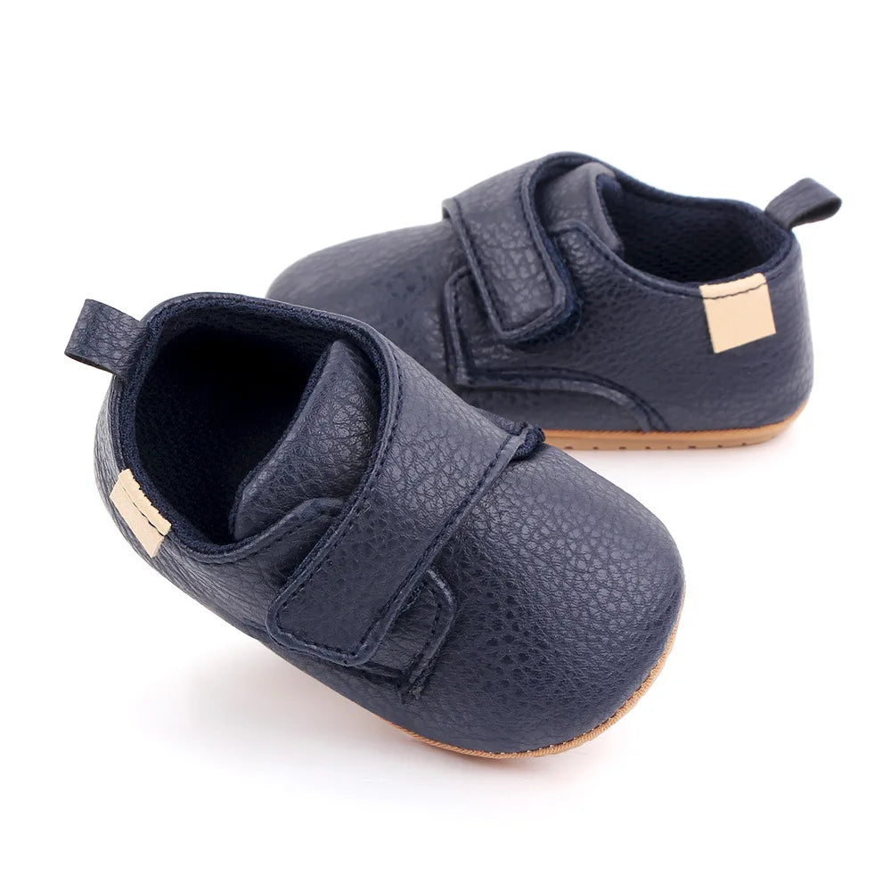 Classic orange leather baby anti-slip first walker shoes, ideal for new walkers, soft