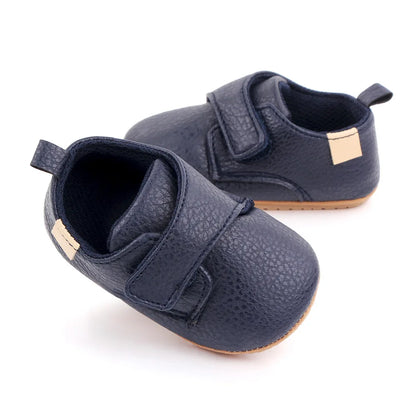 Classic orange leather baby anti-slip first walker shoes, ideal for new walkers, soft