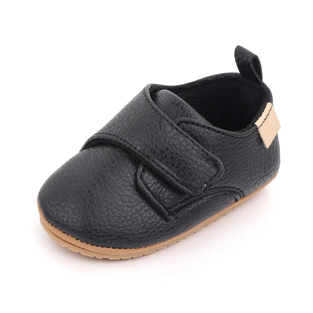 Unisex classic pink leather baby anti-slip first walker footwear for beginner walkers