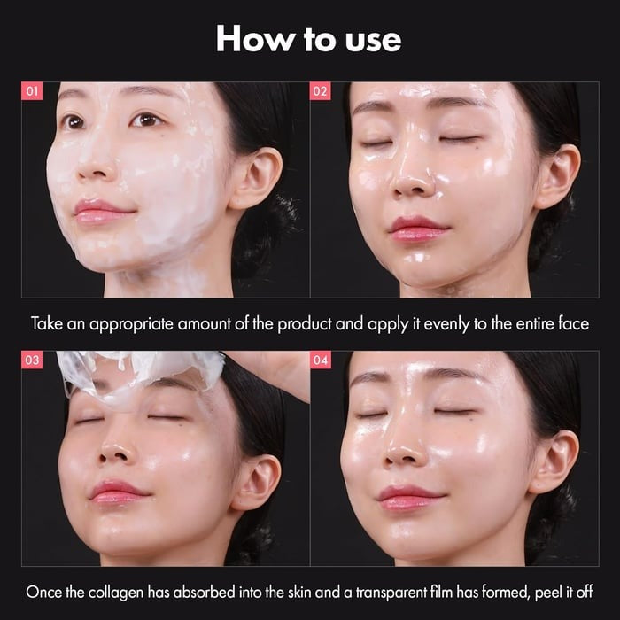 Smooth Collagen Face Cream Mask texture. Intense hydration & firming K-Beauty anti-aging formula for youthful skin.