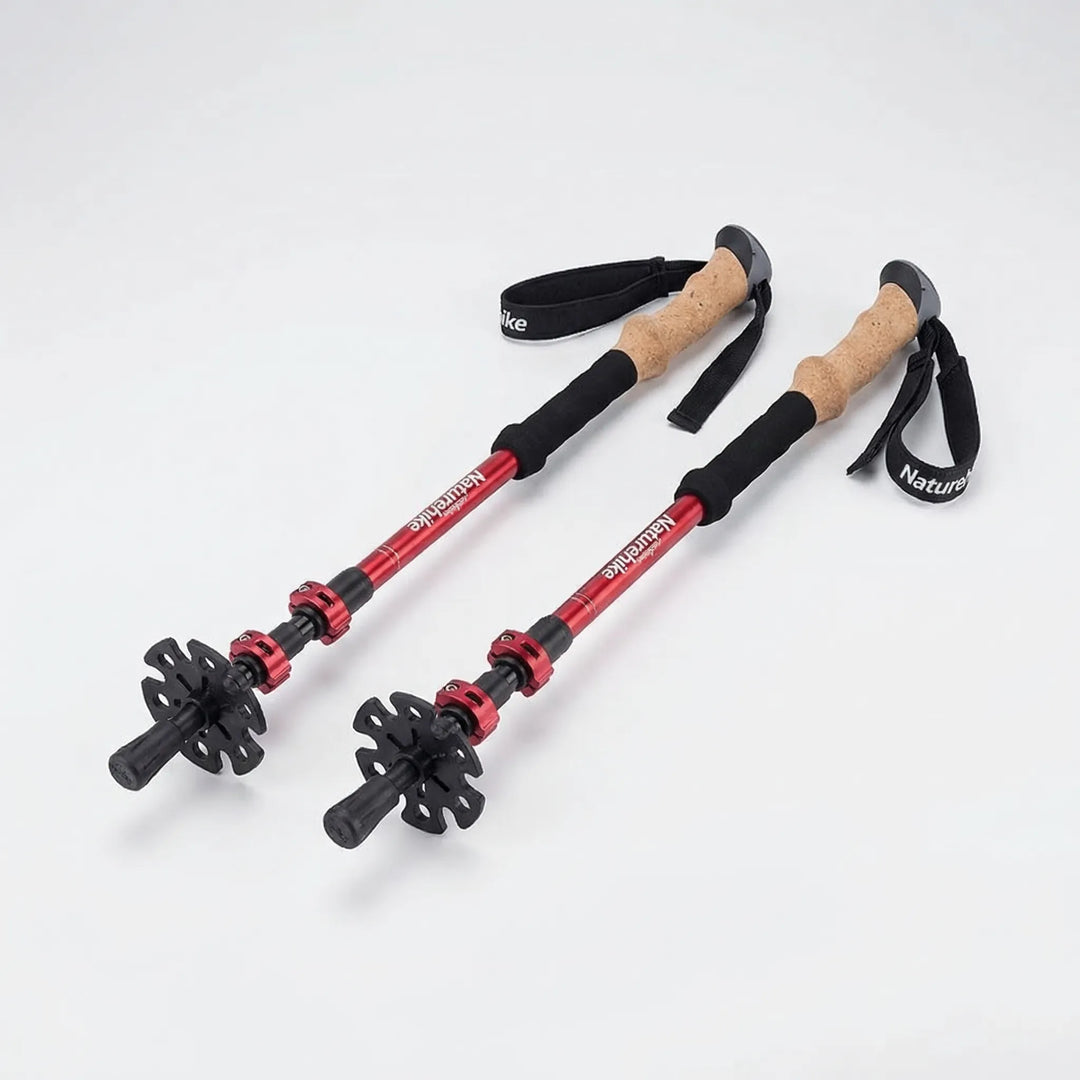 Ergonomic collapsible hiking poles, a complete set for enhanced stability on diverse trekking and walking trails.