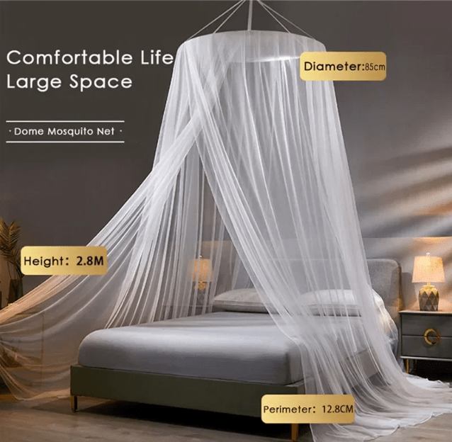 Collapsible insect net bed canopy. Lightweight, portable pest control for camping, travel, & home comfort.