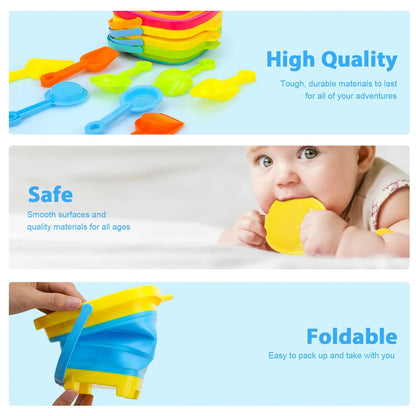 Close-up of flexible silicone material of a collapsible kids' beach bucket, easy to fold and carry