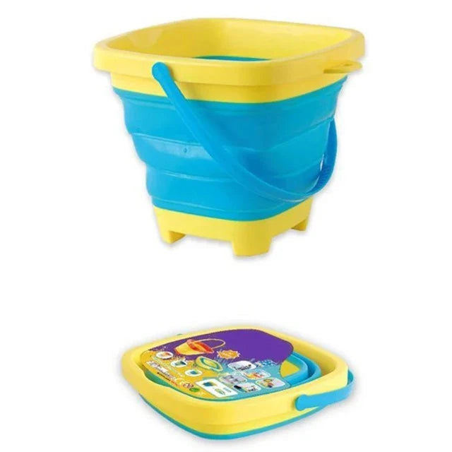 Unisex collapsible silicone bucket set with shovel, perfect beach toy for kids' creative sand play